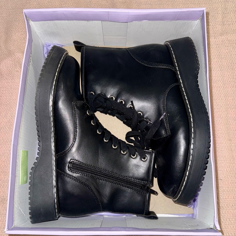 Madden Girl Black Combat Boots